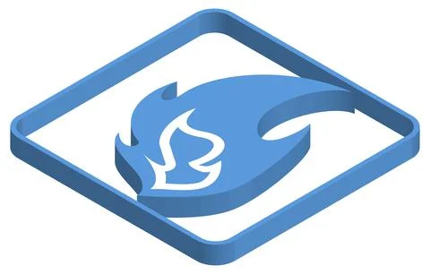 Blue isometric illustration of flame Stock Illustration