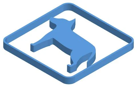 Blue isometric illustration of pets allowed 스톡 일러스트