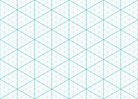 Blue isometric paper grid pattern, mesh background 库存插图