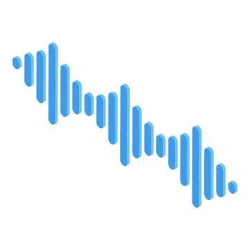 Blue isometric sound wave vibrating on white background Stock Illustration