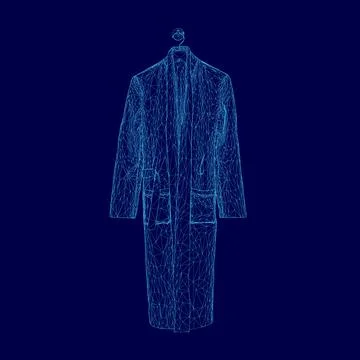 Blue jacket wireframe. The jacket is hanging on a mannequin Stock Illustration