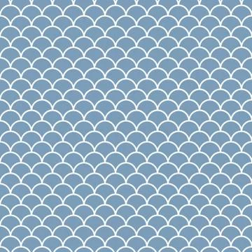 Blue Japanese scallops seamless pattern Stock Illustration