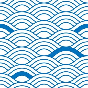 Blue Japanese wave pattern background Stock Illustration
