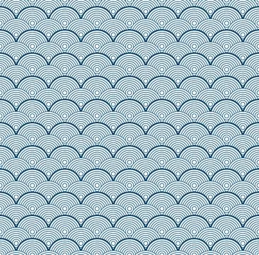 Blue Japanese wave seamless pattern background vector 스톡 일러스트