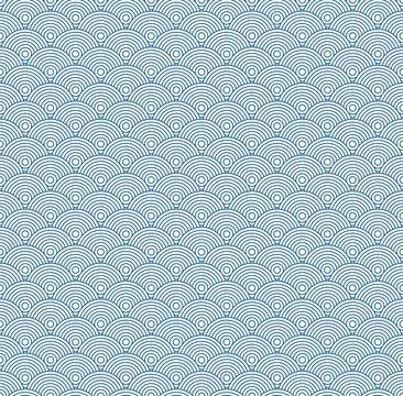 Blue Japanese wave seamless pattern background vector イラスト素材