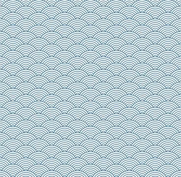Blue Japanese wave seamless pattern background vector-04 Stock Illustration