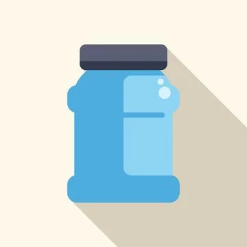 Blue jar with bubbles forming at the top with long shadow on light background Illustrazione stock