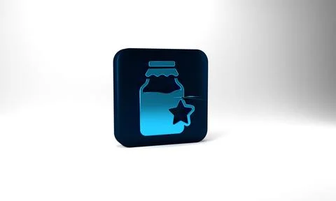 Blue Jar of honey icon isolated on grey background. Food bank. Sweet natural Illustrazione stock
