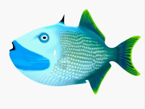 Blue Jaw Triggerfish Stock Illustration