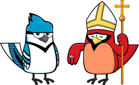 Blue Jay Bird And Red Cardinal Bird Cartoon Characters Stock Illustration