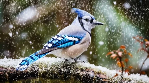 A Blue Jay Bird In The Snow Stock Footage 242298427