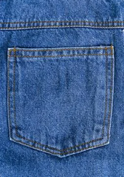Blue jeans back pocket texture background with blank space Stock Photos
