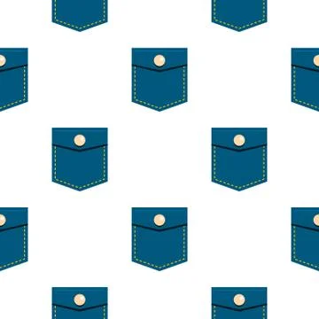 Blue jeans pocket with button pattern flat Stock Illustration