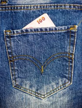 Blue jeans pocket. Stock Photos
