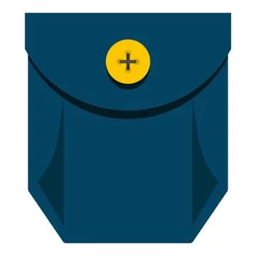 Blue jeans pocket with yellow button icon isolated Stock Illustration