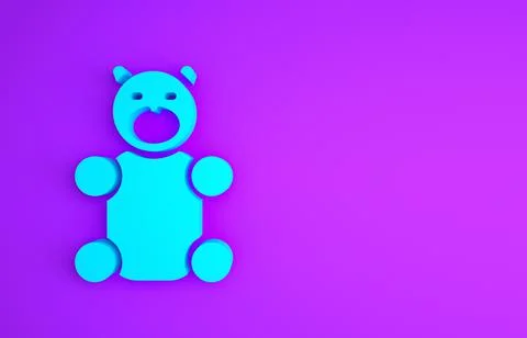 Blue Jelly bear candy icon isolated on purple background. Minimalism concept. Stock Illustration