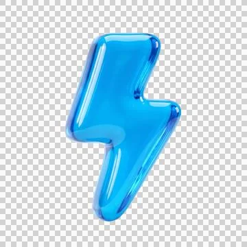 Blue jelly lightning bolt icon 3d render for energy and fast charging concept Stock Illustration