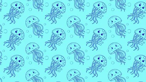 Blue jellyfish pattern Stock Illustration