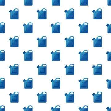 Blue jerrycans seamless pattern for fuel and gasoline Stock Illustration