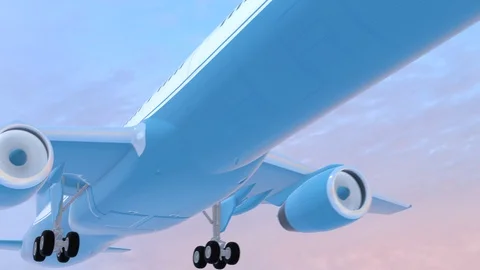 Blue jet plane in the sky Stock Footage 95540978