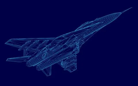 Blue jet is shown in a computer generated image. The jet is in the middle of the Stock Illustration