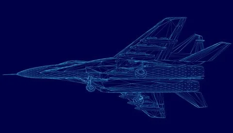 Blue jet is shown in a computer-generated image. The jet is depicted in a Stock Illustration