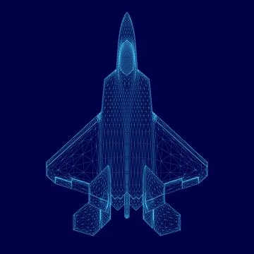 Blue jet is shown image. The jet is a fighter jet and is shown in a very Stock Illustration