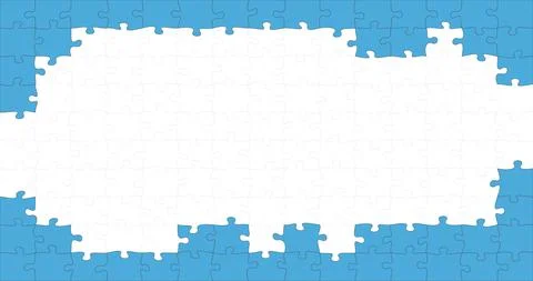 Blue Jigsaw puzzle with pieces missing. solve the puzzle task, Stock Vector i Stock Illustration