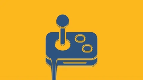 Blue Joystick for arcade machine icon isolated on orange background. Joystick Stock Footage 234019126