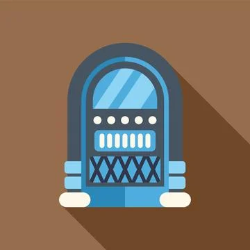 Blue jukebox casting long shadow on brown background Stock Illustration