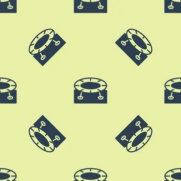 Blue Jumping trampoline icon isolated seamless pattern on yellow background Stock Illustration