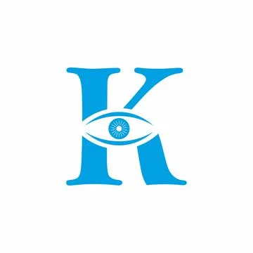 Blue K letter with eye logo Stock Illustration