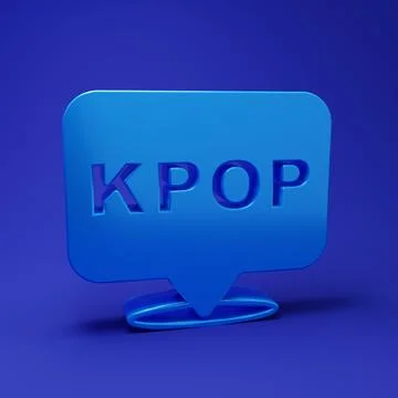 Blue K-pop icon isolated on blue background. Korean popular music style. Mi.. Stock Illustration