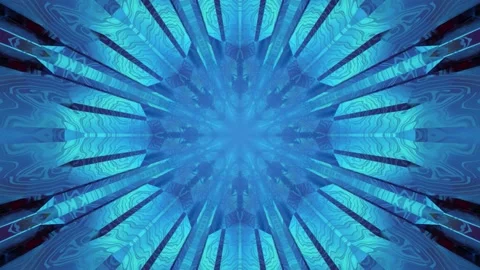 Blue kaleidoscope pattern in 3 d illustration Stock Footage 160816487