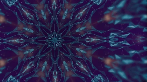 Blue kaleidoscope sequence pattern looking like cracks of glass or crystals in Stock Footage 124663800