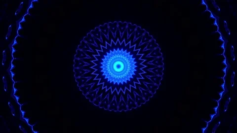Blue kaleidoscope sequence patterns. Abstract mandala multicolored motion Stock Footage 165393867