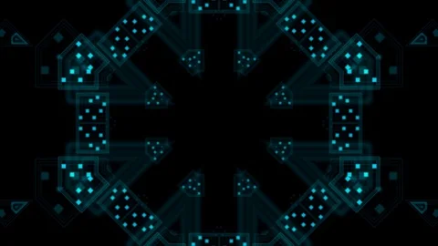 Blue kaleidoscope of square elements Stock-Footage 124584365