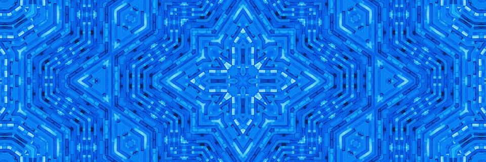 Blue kaleidoscopic background with abstract pattern Stock Illustration