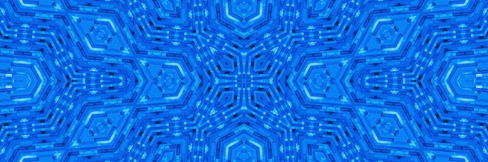 Blue kaleidoscopic background with abstract pattern Stock Illustration