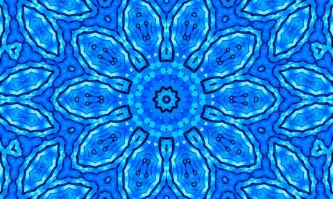 Blue kaleidoscopic background with abstract pattern Stock Illustration
