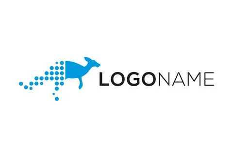 Blue kangaroo logo design with pixel art	 Stock Illustration