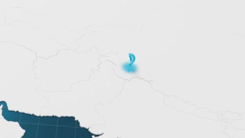 Blue Kashmir 3d map with pointer pin surrounded with other countries in white 動画素材 319017802