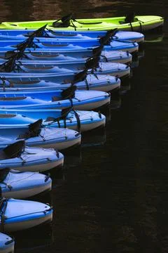 Blue Kayak on a lake in Matka Canyon Stock Photos