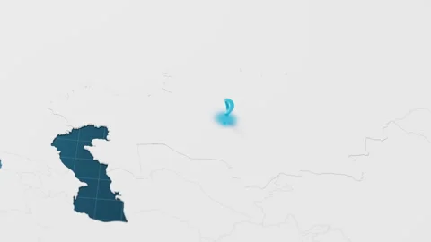 Blue Kazakhstan 3d map with pointer pin surrounded with other countries in white Stock Footage 320410306