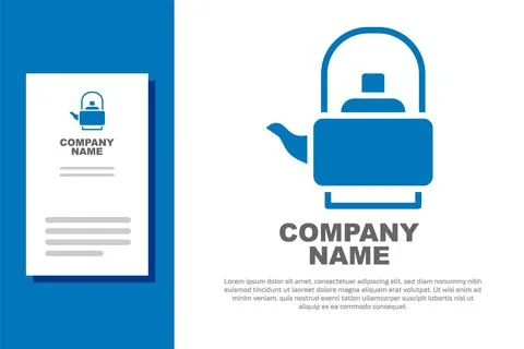 Blue Kettle with handle icon isolated on white background. Teapot icon. Logo Illustration