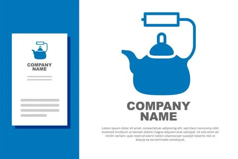 Blue Kettle with handle icon isolated on white background. Teapot icon. Logo Illustration