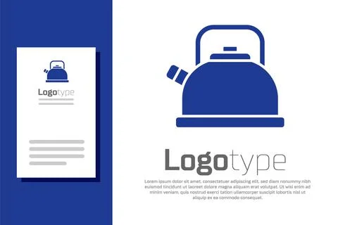 Blue Kettle with handle icon isolated on white background. Teapot icon. Logo Illustration