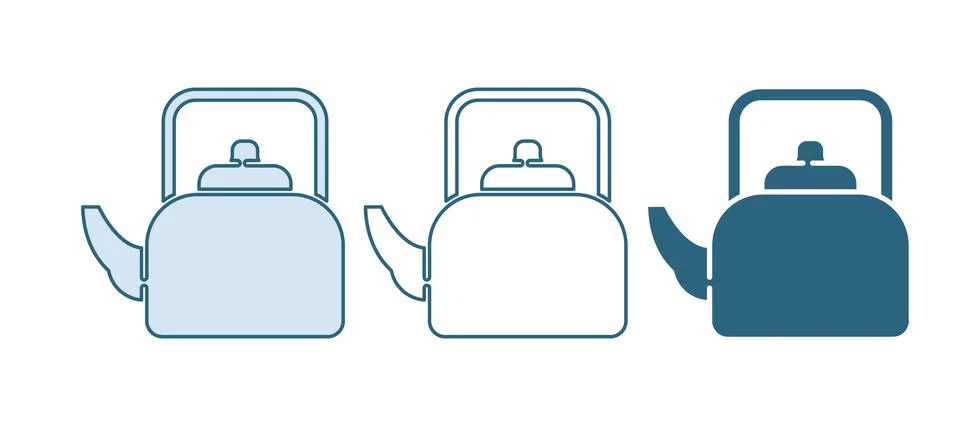 Blue Kettle with handle icon isolated on white background. Teapot icon.  Vect Illustration