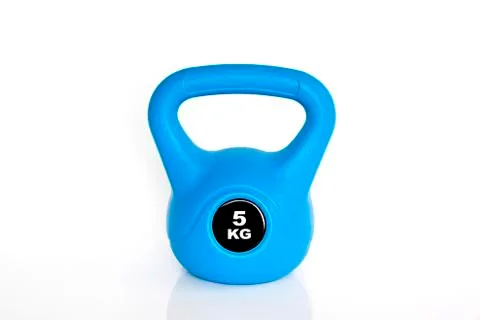 Blue kettlebell on white background Stock-Fotos