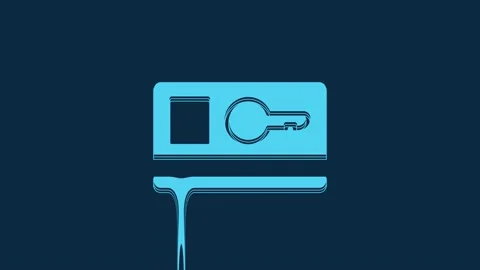Blue Key card icon isolated on blue background. 4K Video motion graphic Stock Footage 235780330